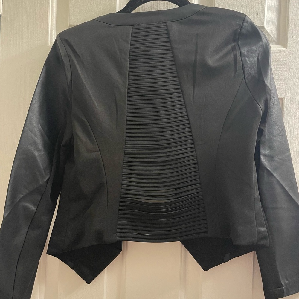 Faux Leather Black Blazer